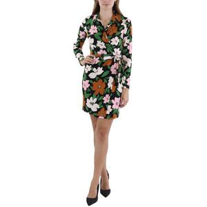 Donna Morgan Floral Wrap Collared Dress Sz 16